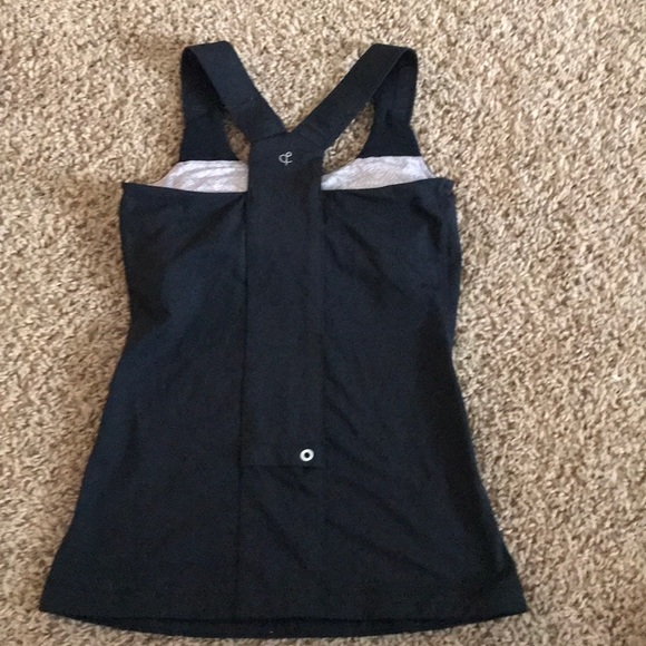 Black workout top with padded built in bra - Picture 2 of 4